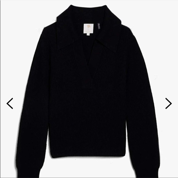 The Westside Wool and Cashmere Polo Collared Sweater - Black - Picture 3 of 3